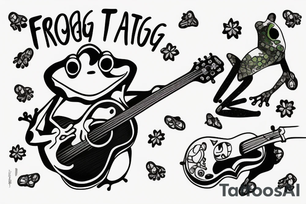 frog playing a guitar tattoo idea