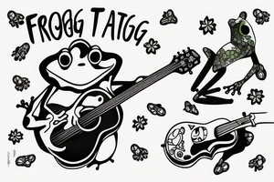 frog playing a guitar tattoo idea