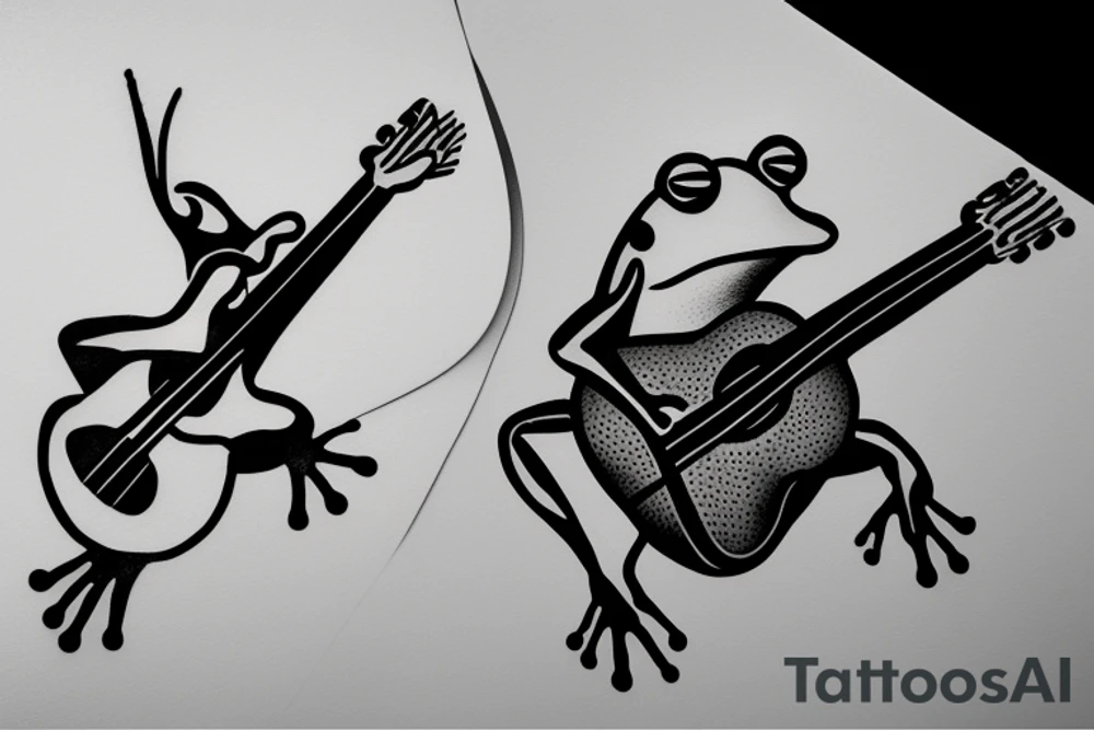 frog playing a guitar tattoo idea