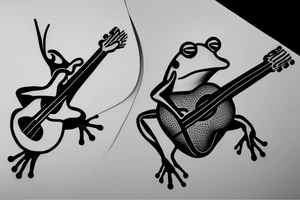 frog playing a guitar tattoo idea