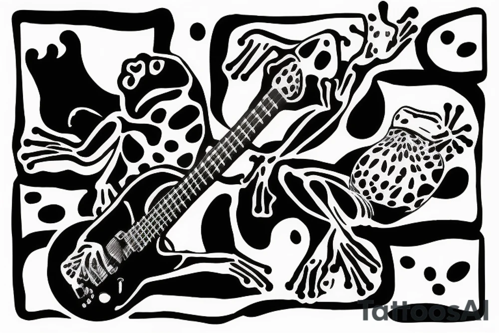 frog playing a guitar tattoo idea