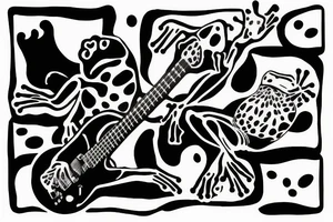 frog playing a guitar tattoo idea