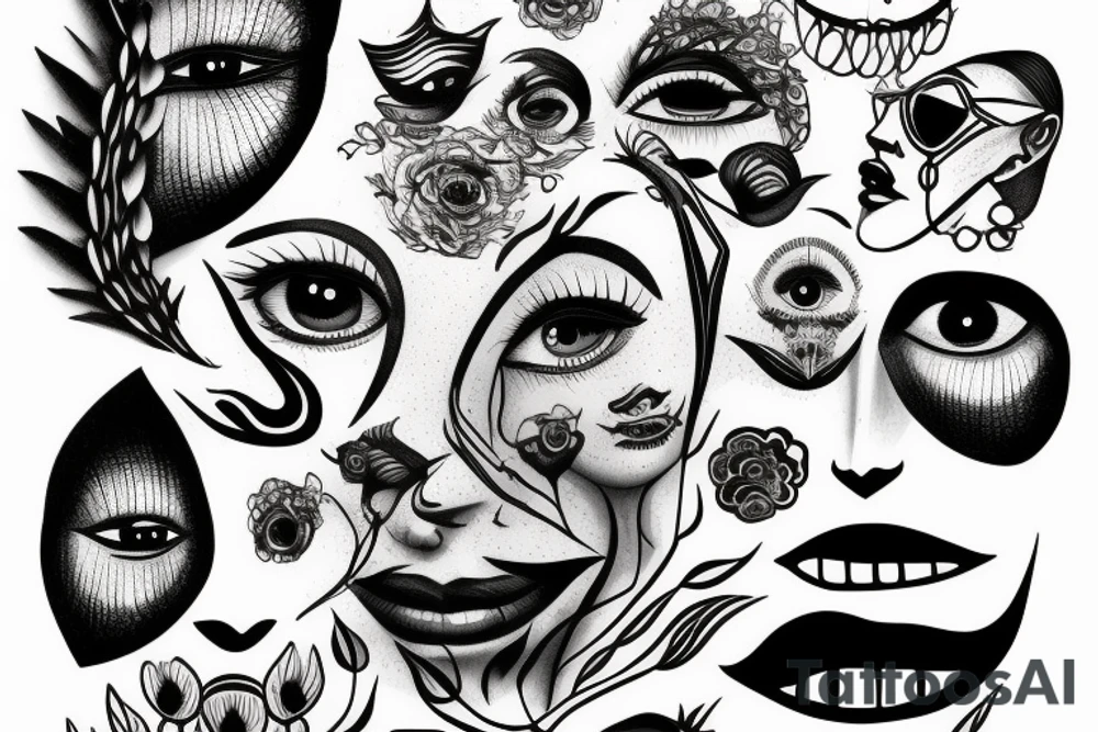 A face with thought coming out of it tattoo idea