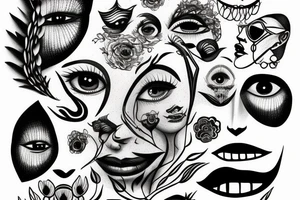 A face with thought coming out of it tattoo idea