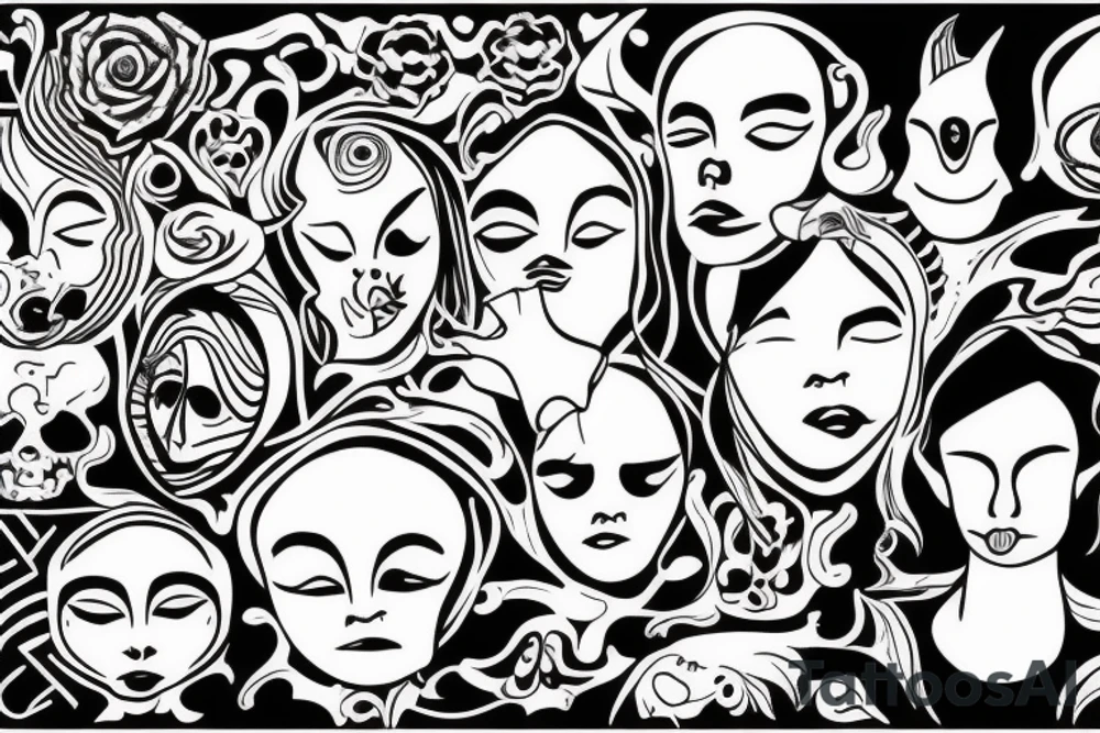 A face with thought coming out of it tattoo idea