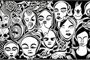 A face with thought coming out of it tattoo idea