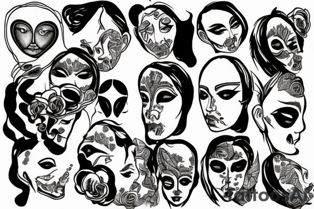 A face with thoughts coming out of it tattoo idea