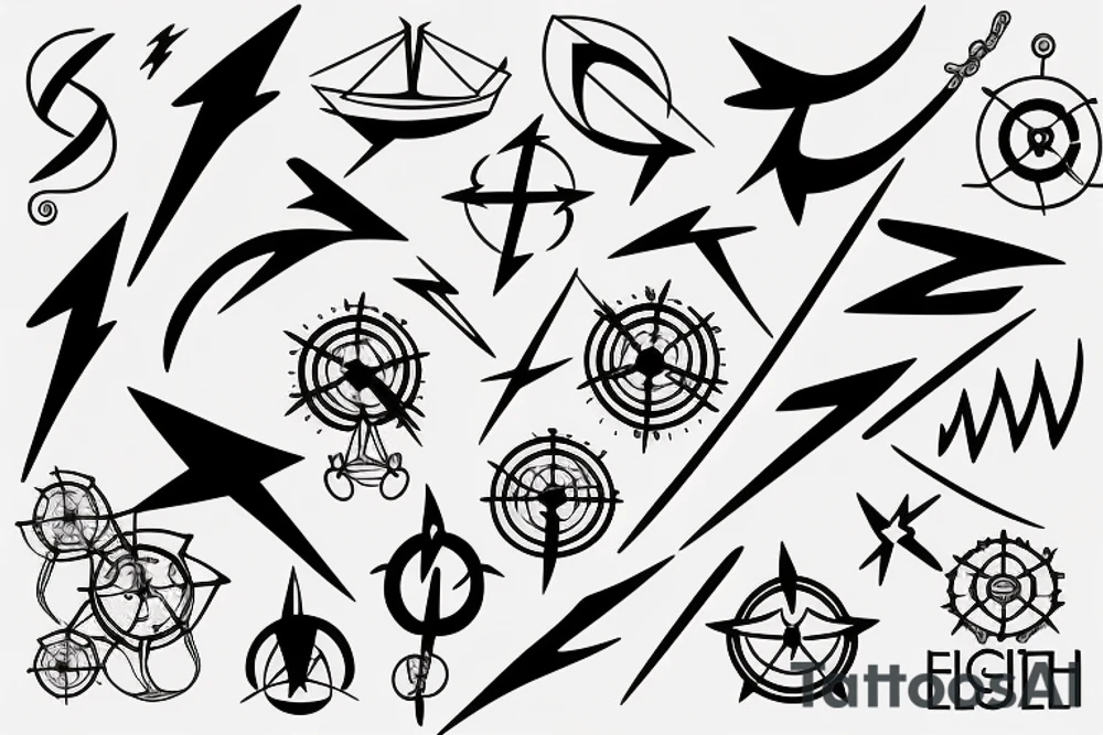 minimalist lightning nautical tattoo idea