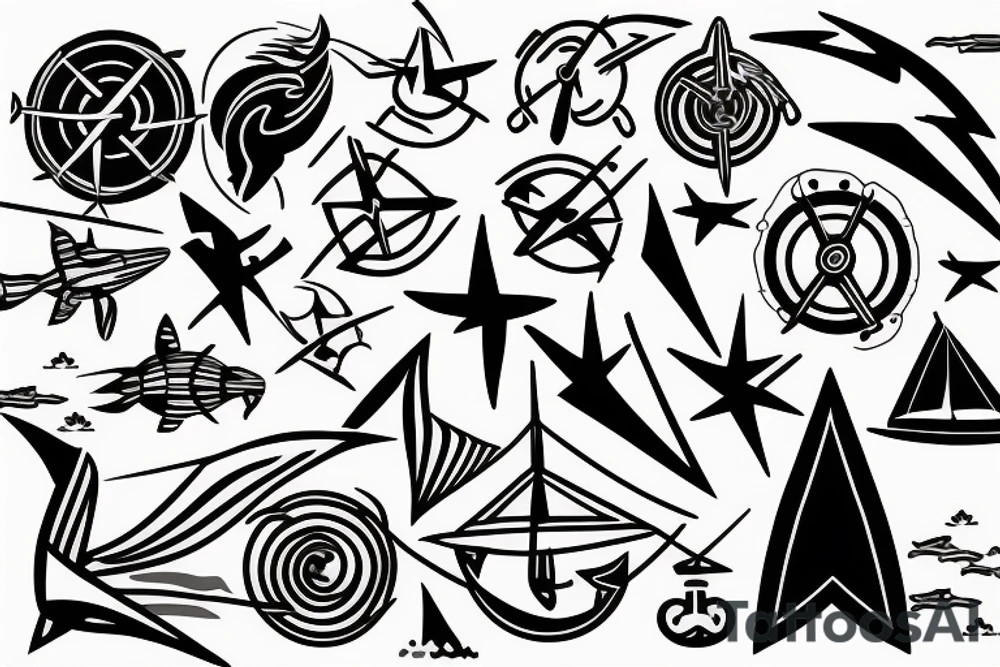 minimalist lightning nautical tattoo idea