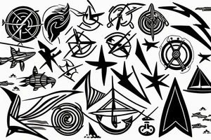 minimalist lightning nautical tattoo idea