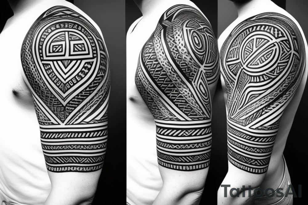 geometric tribal shoulder tattoo idea