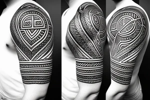 geometric tribal shoulder tattoo idea
