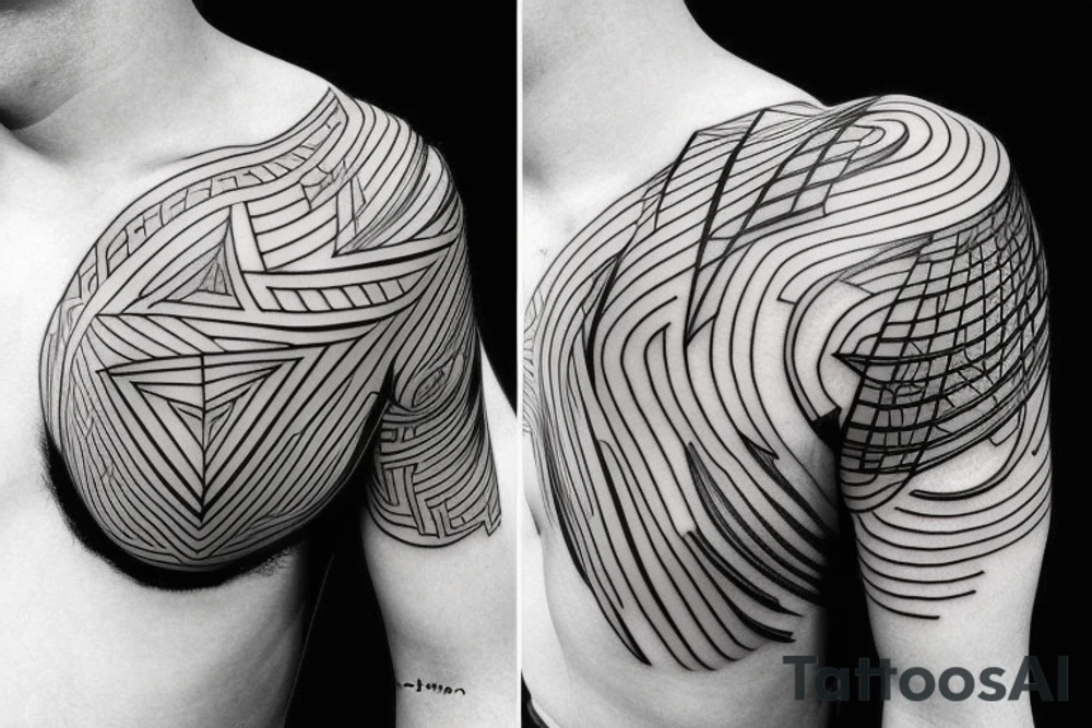 geometric lightning shoulder tattoo idea
