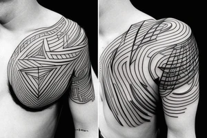 geometric lightning shoulder tattoo idea