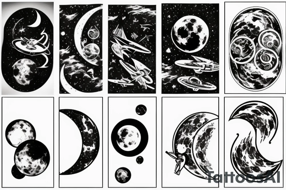Wonderland Space moon ship tattoo idea