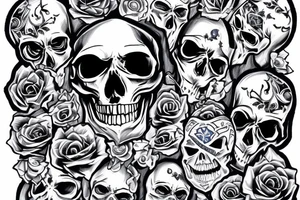 Epic skull with true blue flames tattoo idea