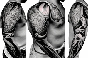 Metal armor shoulder pad with engravings tattoo idea