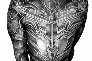 Metal armor shoulder pad with engravings tattoo idea