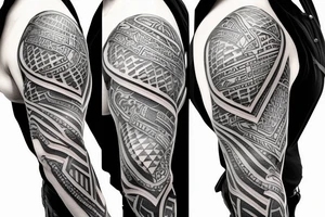 Metal armor shoulder pad with engravings tattoo idea