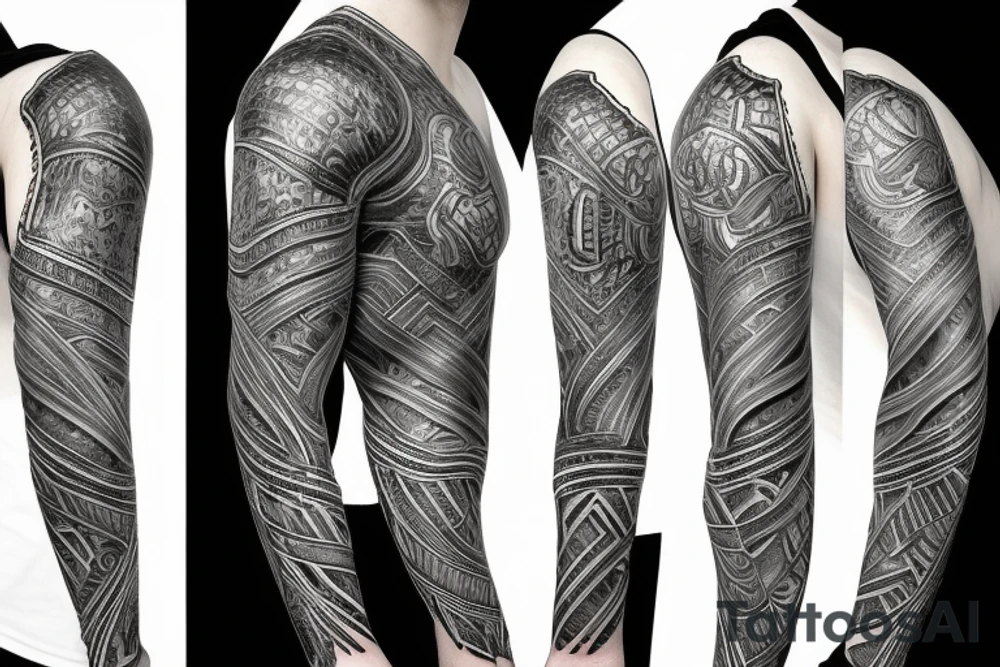 Metal armor shoulder pad with engravings tattoo idea