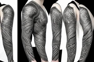 Metal armor shoulder pad with engravings tattoo idea