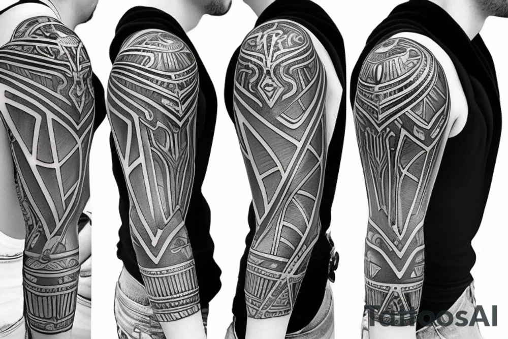 Metal armor shoulder pad with engravings tattoo idea