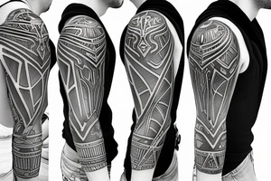 Metal armor shoulder pad with engravings tattoo idea