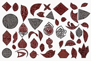 Plant maze in red colors tattoo idea