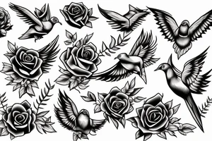 doves and roses tattoo idea