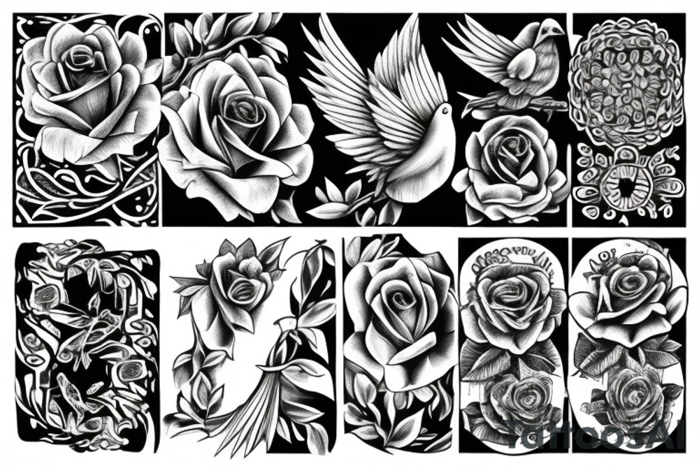 doves and roses tattoo idea