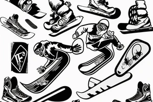 Snowboarding diving running tattoo idea