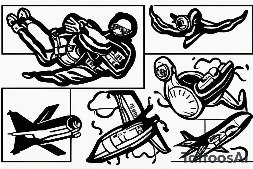 Sky diving & diver tattoo idea
