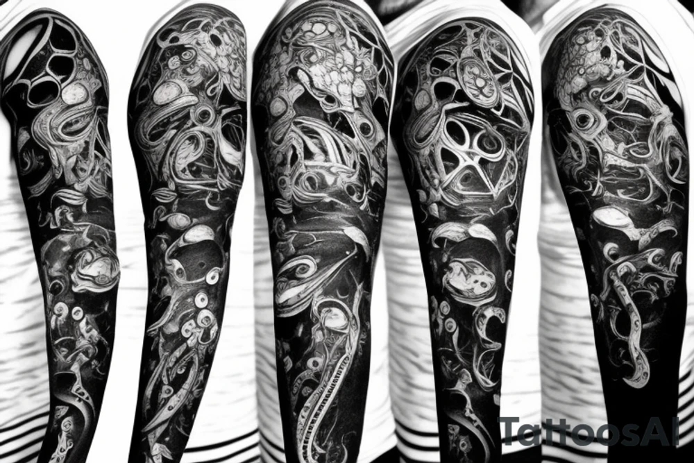 Organic deep sea creature with machine parts tattoo idea Organic deep sea creature with machine parts tattoo idea