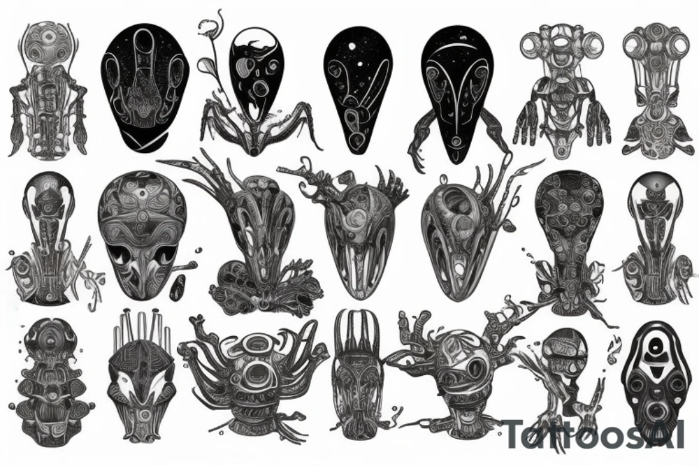 Deep space machine alien tattoo idea