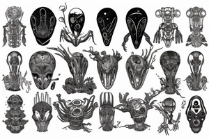 Deep space machine alien tattoo idea