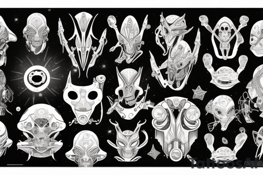 Deep space machine alien tattoo idea
