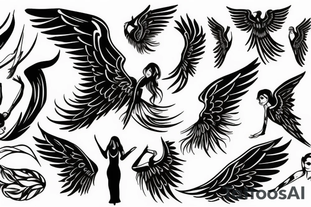 an angel with wings falls backwards tattoo idea