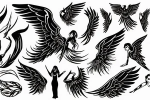 an angel with wings falls backwards tattoo idea