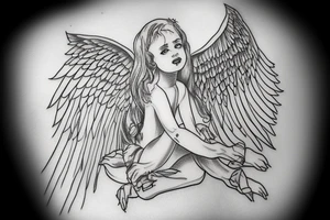 an angel with wings falls backwards tattoo idea