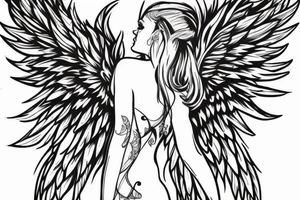 an angel with wings falls backwards tattoo idea