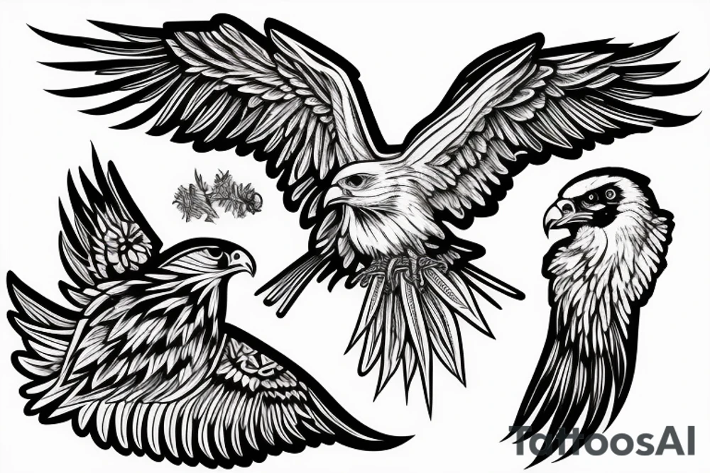 Eagle feeding sparrow tattoo idea