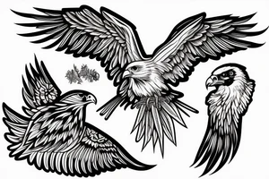 Eagle feeding sparrow tattoo idea