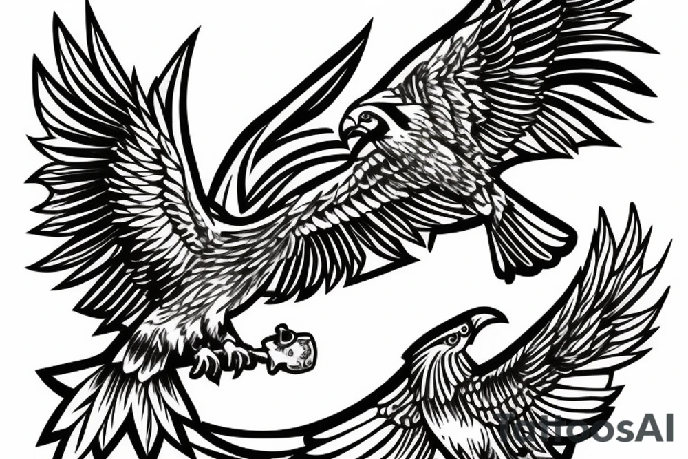 Eagle feeding sparrow tattoo idea