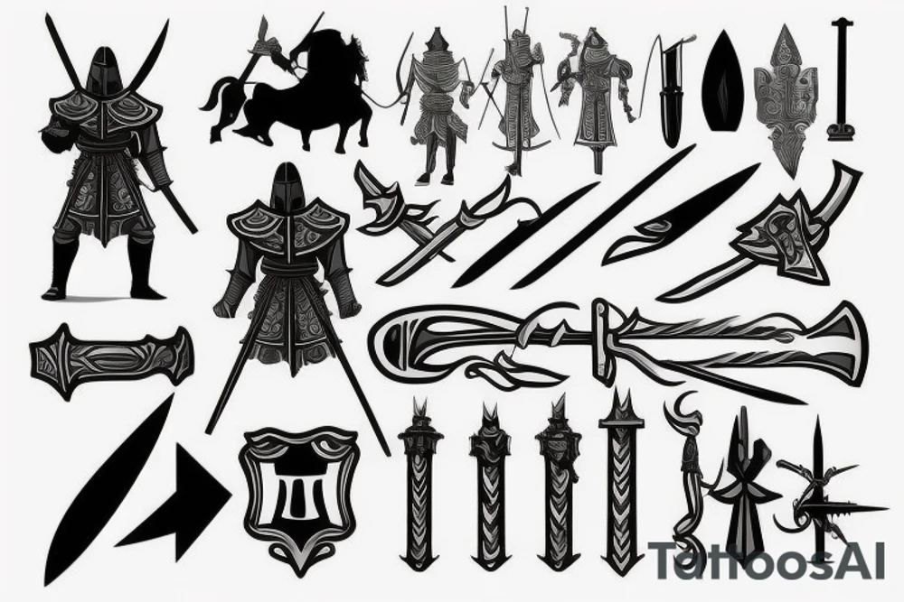 standing knight with sword tattoo idea