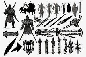 standing knight with sword tattoo idea