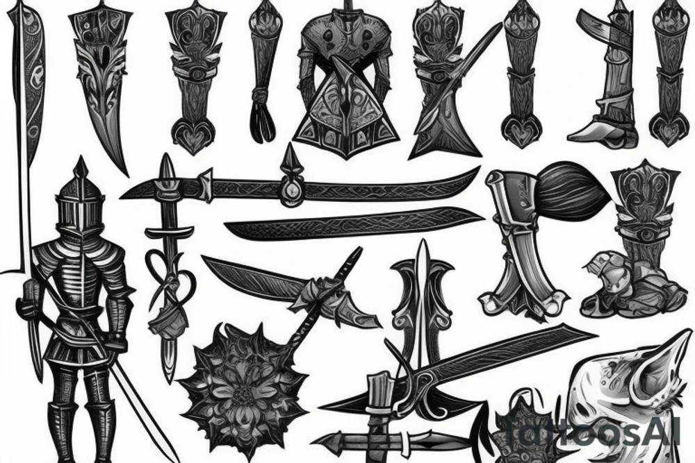 standing knight with sword tattoo idea