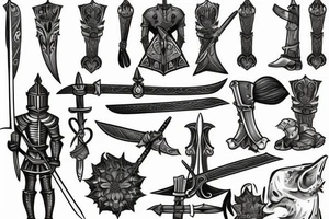 standing knight with sword tattoo idea