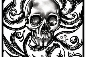 Skull, clock, flame tattoo idea