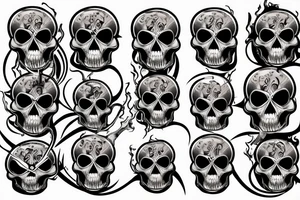 Skull, clock, flame tattoo idea