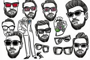 guy in a suit and colorful glasses tattoo idea